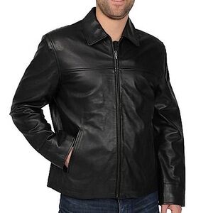 EXCELLED • Men’s Black Leather Motorcycle Biker Jacket